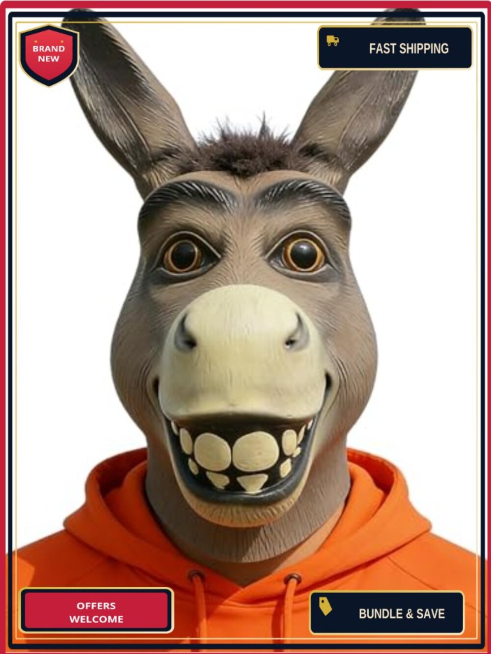 Latex Donkey Mask Animal Head Fancy Party Halloween Cosplay Prop